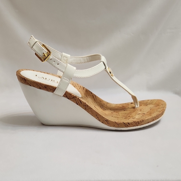 Ralph Lauren Reeta White Wedge Sandals (W Size 8) - Picture 1 of 16